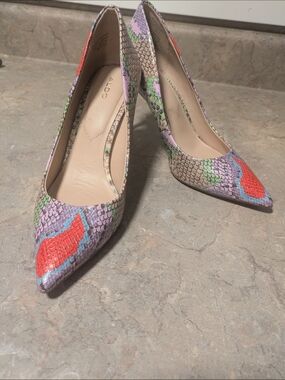 ALDO Lavender, Red & Green Snake-Print Pointed Toe Pumps